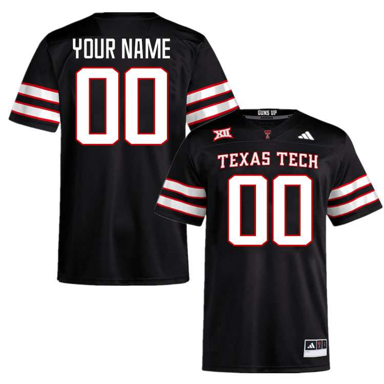 Custom Texas Tech Red Raiders Football Jerseys Stitched-Black